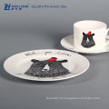 Black Bear Round Shape Party Louça De Porcelana Usada, Pratos De Cerâmica Ocidental Da China